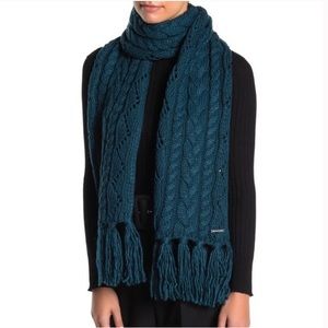 Michael Kors Luxe Teal Cable Knit Tassel Trim Poin